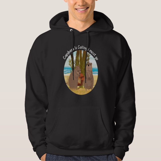 Capybara Is Calling Funny Capibara Rodent Animal L Hoodie (Front)