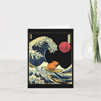 Capybara Japanese Kanagawa Wave Funny Surf Animal  Card