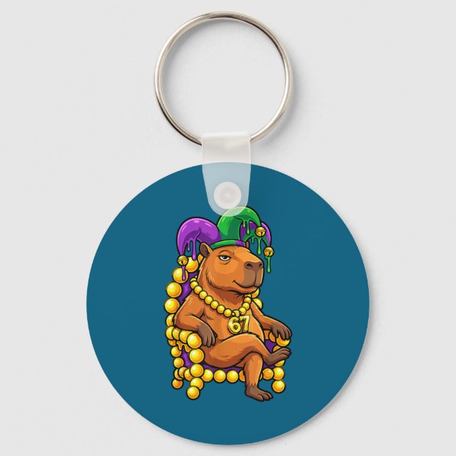 Capybara Jester 67 Six Seven Design Key Ring (Front)