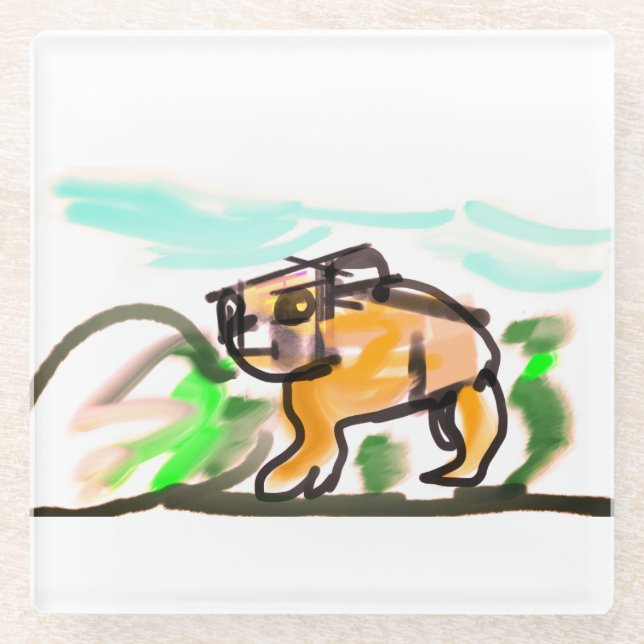 Capybara joy glass coaster (Front)
