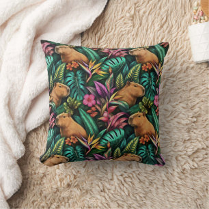 Capybara Jungle Dreams Seamless Surface Pattern Cushion