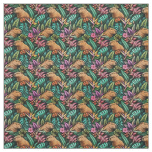 Capybara Jungle Dreams Seamless Surface Pattern Fabric
