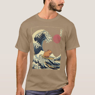 Capybara Kanagawa Japanese Surfing Wave gift T-Shirt