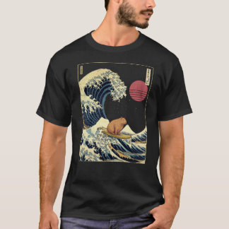 Capybara Kanagawa Wave Funny Surf Animal T-Shirt