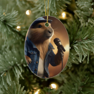 Capybara Keith The Country Western Singer, Ceramic Tree Decoration