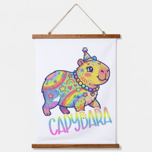 Capybara Kid Core Colorful Art Y2Ktype Hanging Tapestry