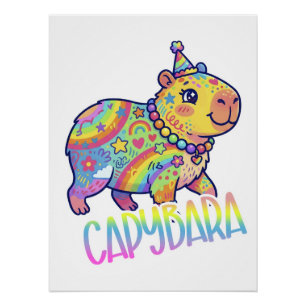 Capybara Kid Core Colorful Art Y2Ktype Poster