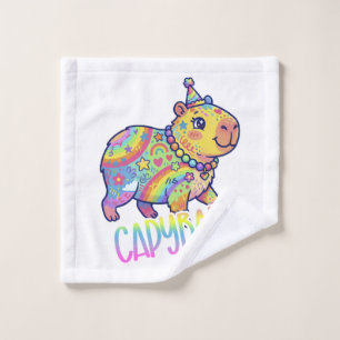 Capybara Kid Core Colorful Art Y2Ktype Wash Cloth