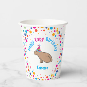 Capybara Kids Birthday Cute Hand-Drawn Artistic Paper Cups
