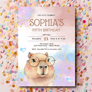 Capybara kids birthday invitation