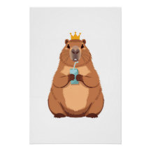 Capybara King Poster, Cute Animal Wall Art for Kid