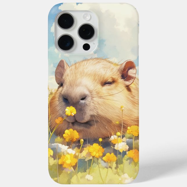 Capybara Lazy Days in the Wildflowers Case-Mate iPhone Case (Back)