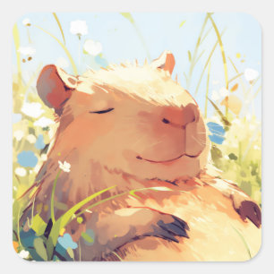 Capybara Lazy Days Square Sticker