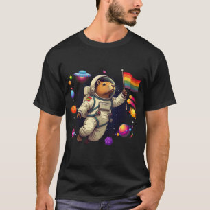 "Capybara LGBTQ in Space: Fun UFO Adventure T-Shir T-Shirt