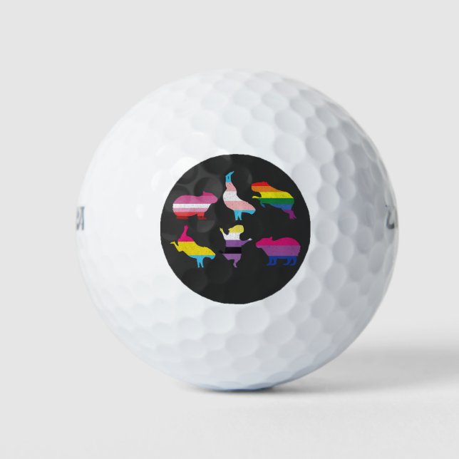 Capybara LGBTQ Rainbow Water Pig Transgender Pride Golf Balls (Front)
