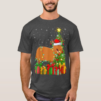 Capybara Lighting Xmas Tree Santa Hat Capybara Chr T-Shirt