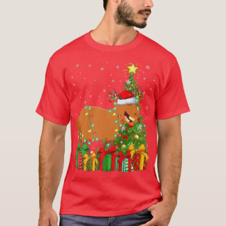 Capybara Lighting Xmas Tree Santa Hat Capybara Chr T-Shirt