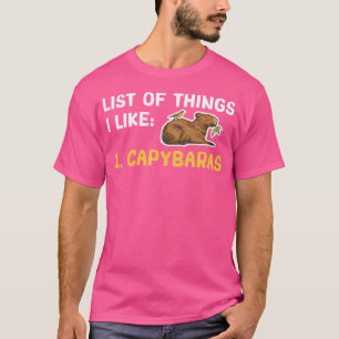 Capybara List Of Things I Like Rodent Capybara T-Shirt