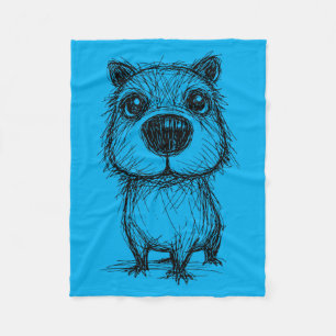 Capybara Lover Abstract Scribble Capy Art Cute Pet Fleece Blanket