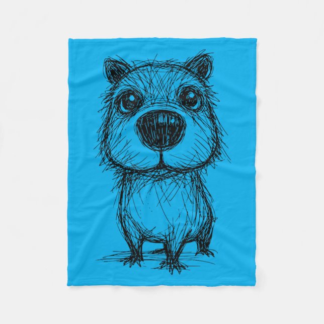 Capybara Lover Abstract Scribble Capy Art Cute Pet Fleece Blanket (Front)