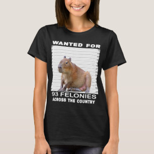 Capybara Lover Wanted For 93 Felonies Across The C T-Shirt