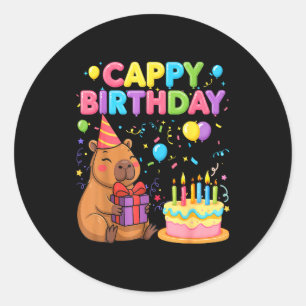 Capybara lovers cappy birthday girl boy happy classic round sticker