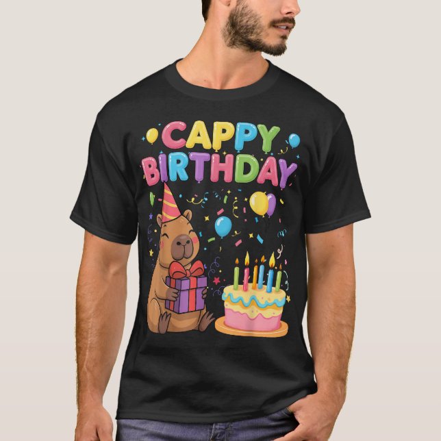  Capybara Lovers Cappy Birthday Girl Boy Happy  T-Shirt (Front)