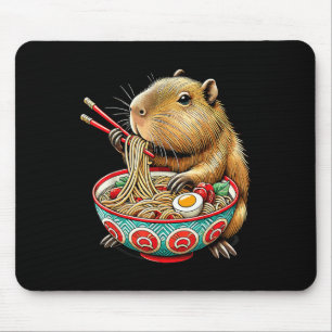 Capybara Loves Noodle Capybara Eating Japanese Ram Mouse Mat