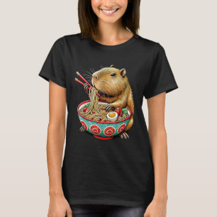 Capybara Loves Noodle Capybara Eating Japanese Ram T-Shirt