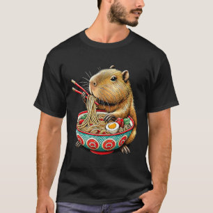 Capybara Loves Noodle Capybara Eating Japanese Ram T-Shirt