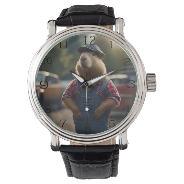 "Capybara Mechanic: Grease, Gears, and Good Vibes" Watch (Front)