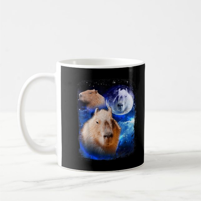 Capybara Meme moon Funny Capybaras Vintage Kawaii  Coffee Mug (Left)