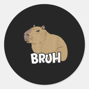Capybara Meme Saying Bruh With Capybara Boys Girls Classic Round Sticker