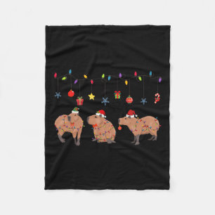 Capybara Merry Christmas Capybaras Lover Funny Cap Fleece Blanket