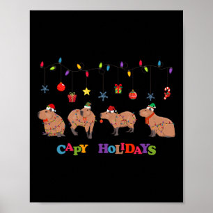 Capybara Merry Christmas Capybaras Lover Funny Cap Poster