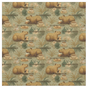 Capybara Morning Coffee Breakfast Botanical Art Fabric