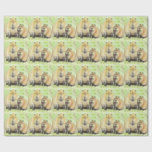 Capybara Mother and Baby Wrapping Paper