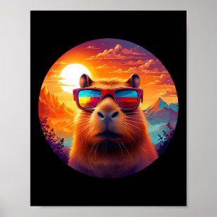 Capybara Mountain Nature Animal Wildlife Forest Ou Poster