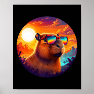 Capybara Mountain Nature Animal Wildlife Forest Ou Poster