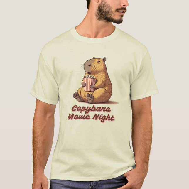 Capybara Movie Night T-Shirt - Chill Vibes Only (Front)