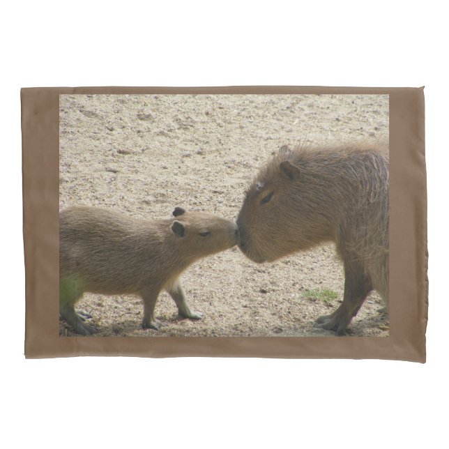 Capybara Mum and Baby Pillowcase (Front)