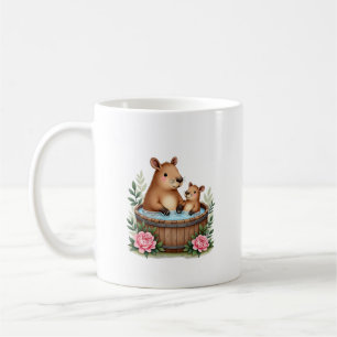 Capybara Mum Hot Tub Spa Day Mother's Day Watercol Coffee Mug