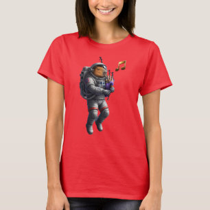 Capybara Musician in Space T-shirt