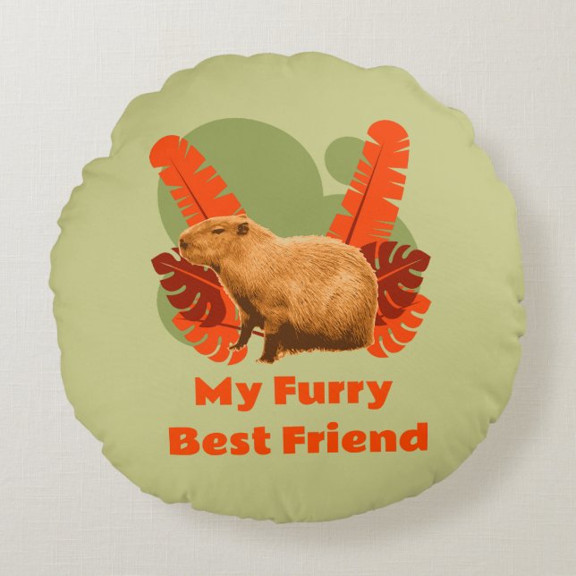 Capybara My Furry Best Friend Round Cushion (Front)