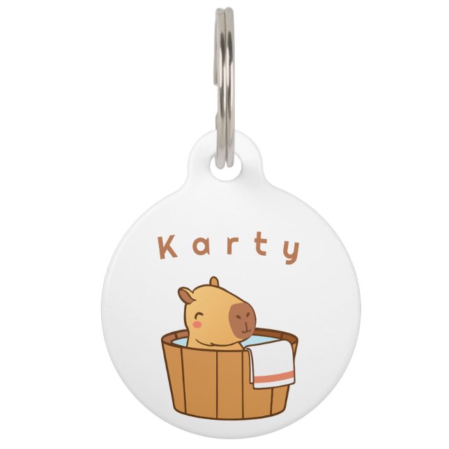 Capybara Name Tag | Cute Custom Animal ID Badge  (Front)