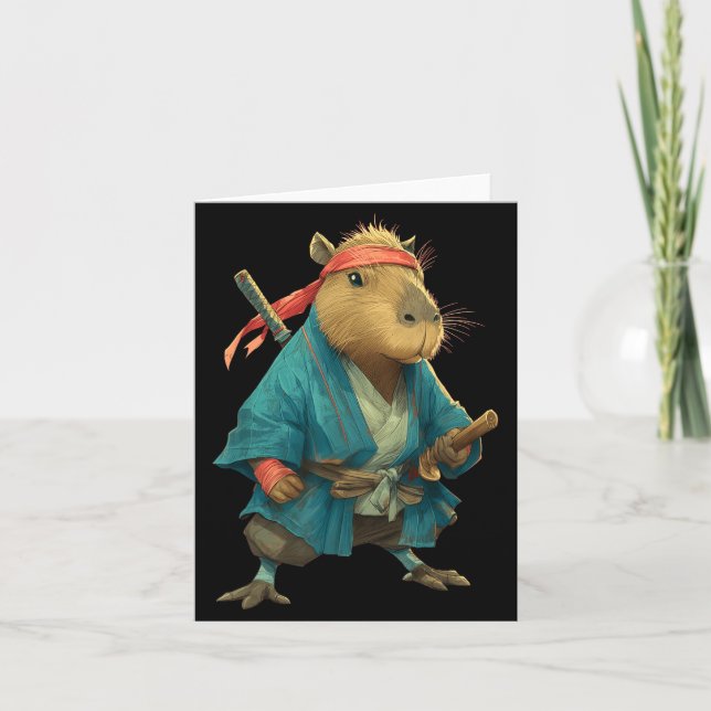 Capybara Ninja Samurai Japan Funny Japanese Graphi Card (Front)