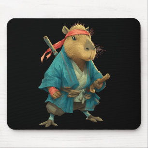 Capybara Ninja Samurai Japan Funny Japanese Graphi Mouse Mat