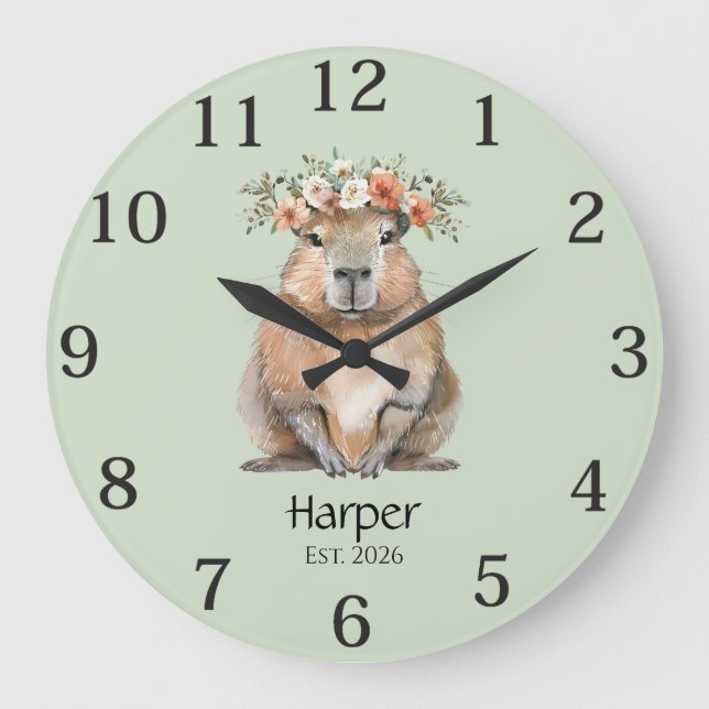 Capybara Nursery Wall Clock • Personalized (Front)