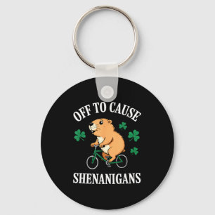 Capybara off to cause shenanigans st patricks day key ring
