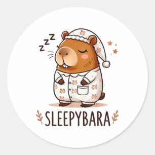 Capybara Official Sleep Pajamas Nightgown Sleepyba Classic Round Sticker